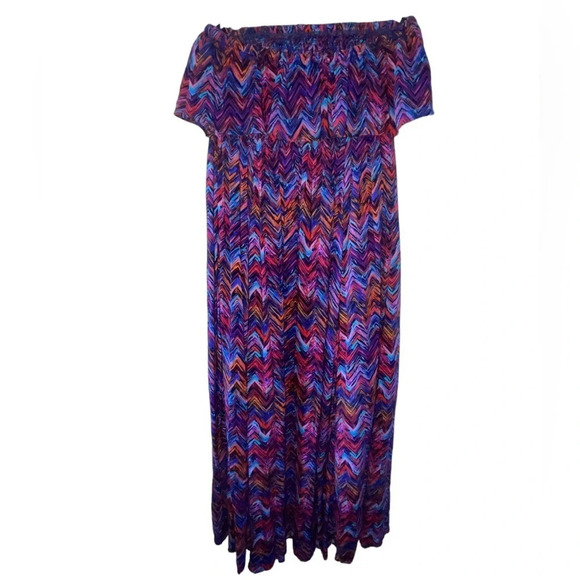 Torrid Challis Strapless Chevron Print Ruffle Maxi Dress Boho Women’s Size 0 New - Picture 3 of 8